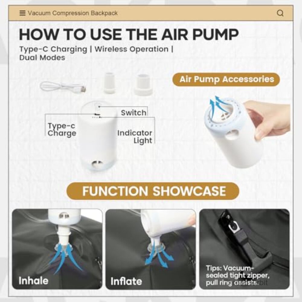 Vacuum Compression Backpack with Pump, 18x14x8 In… - image 3